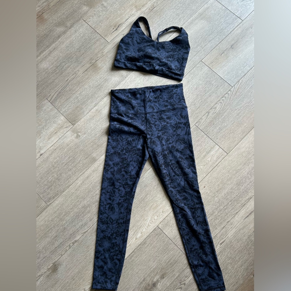 Athleta Stylish Black Floral Workout Set